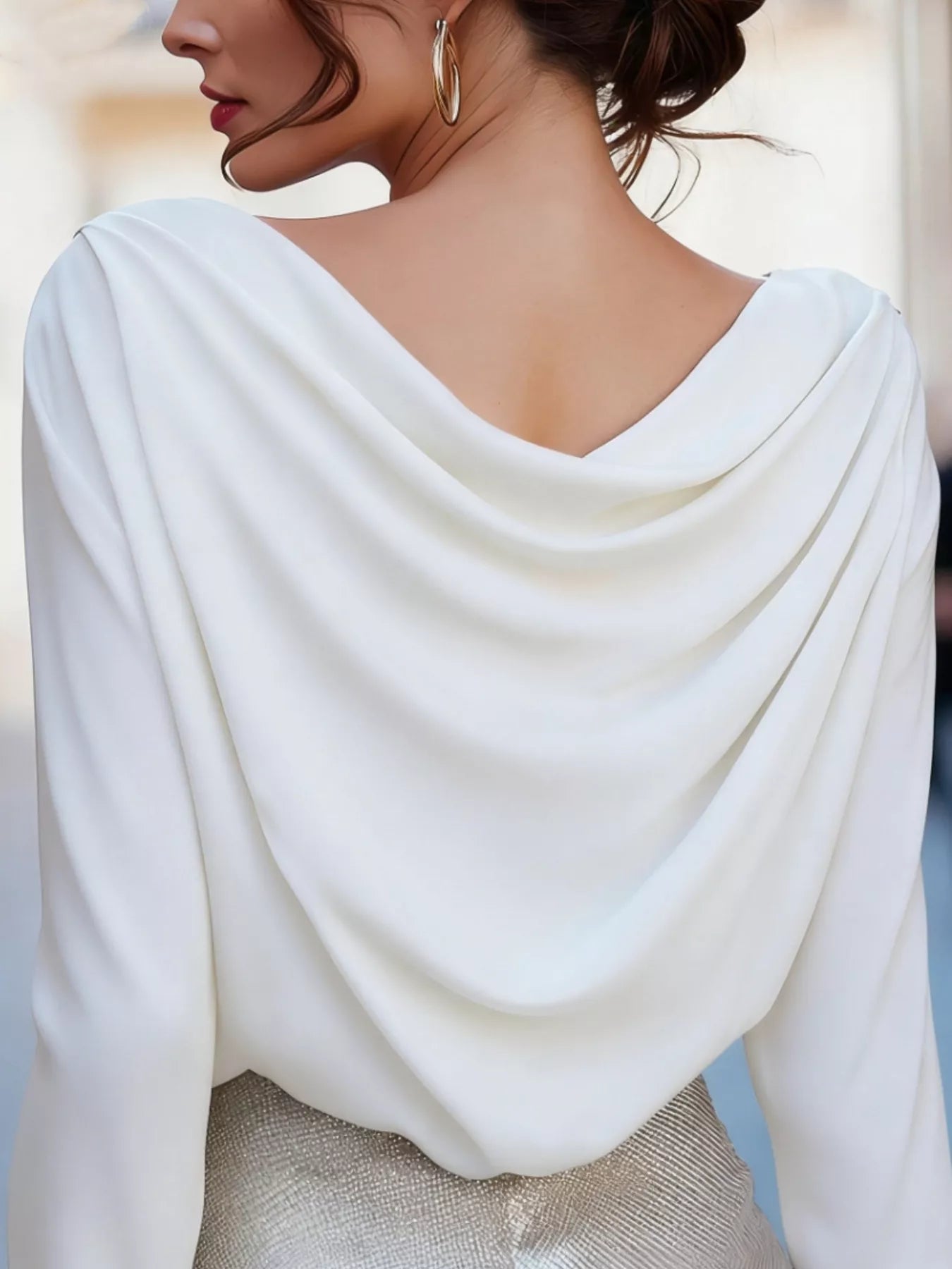 Cowl Neck Long Sleeve Blouse
