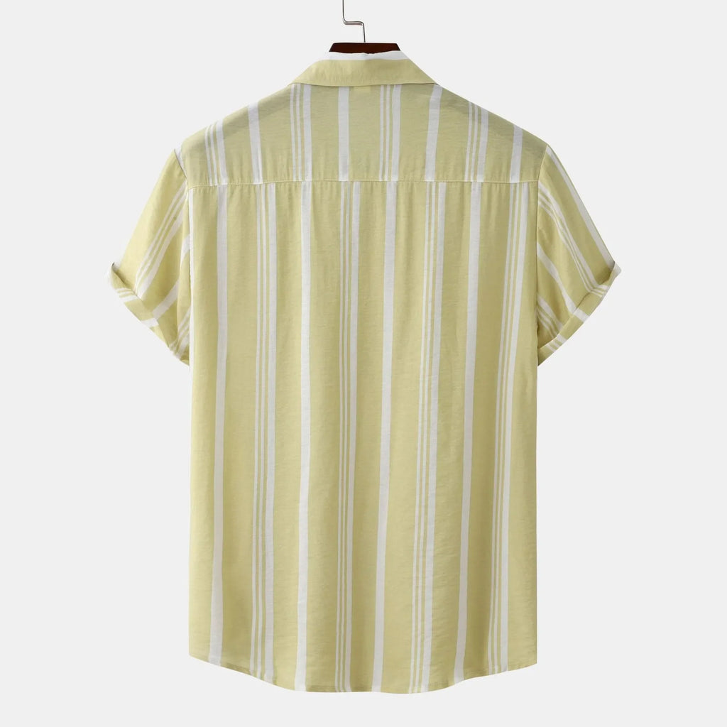 Men's Plus Size Striped Short Sleeve Button-Down Shirt