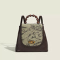 Flap Backpack Bag with Beaded Handle