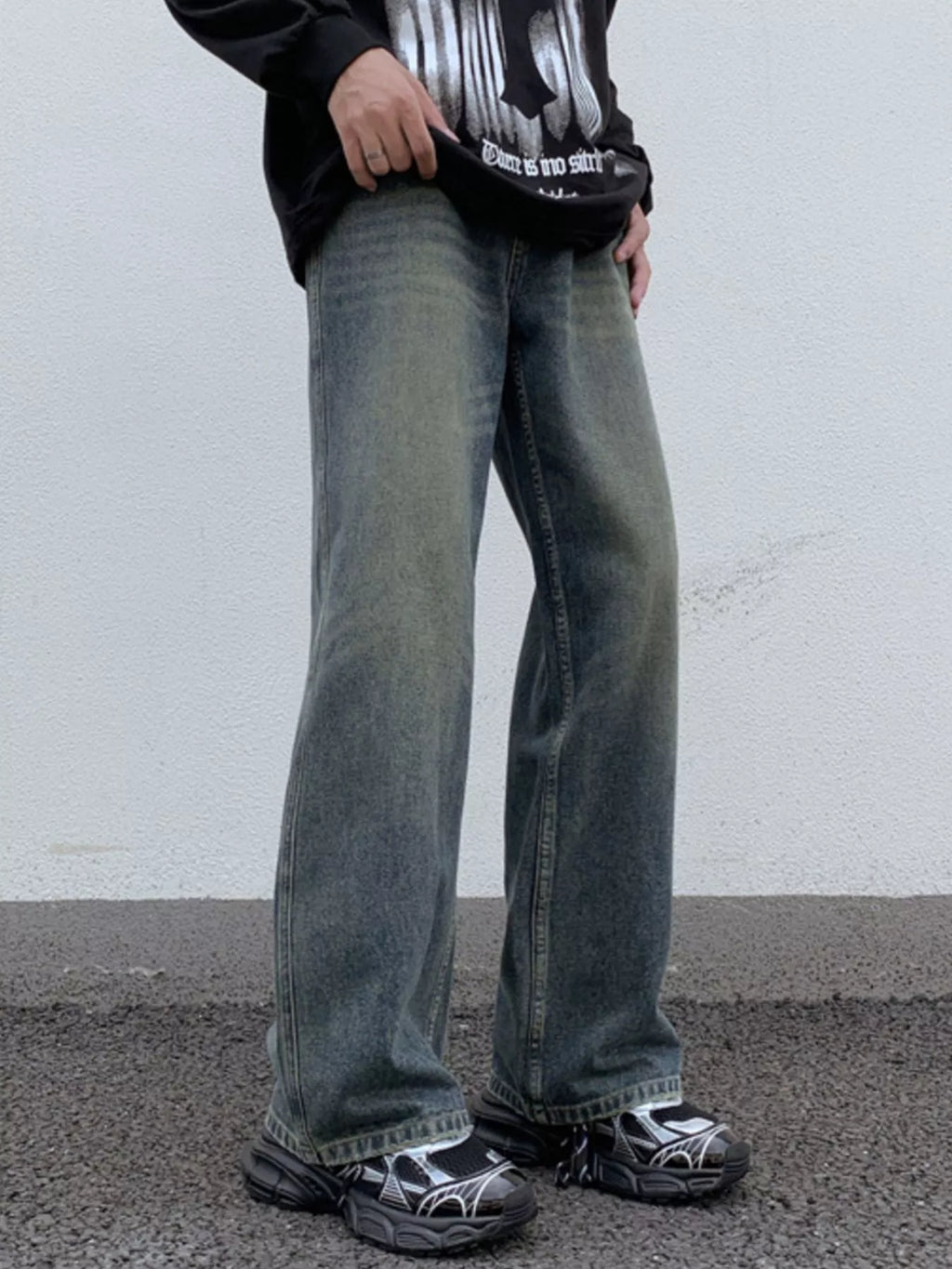 Men's Full Size Wide Leg Washed Jeans Plus Size