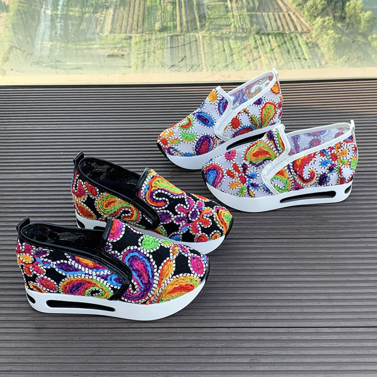 Round Toe Platform Slip-Ons