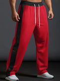 Men's Full Size Drawstring Contrast Wide Leg Pants Plus Size