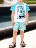 Children's Animal Round Neck Top and Shorts Set