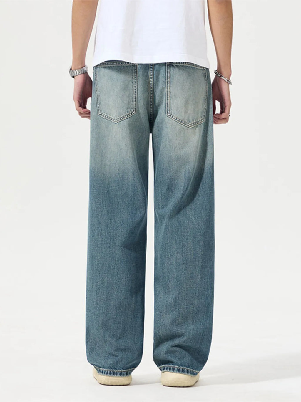 Men's Full Size Distressed Wide Leg Jeans Plus Size