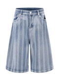 Men's Stripe Wide Leg Denim Capris