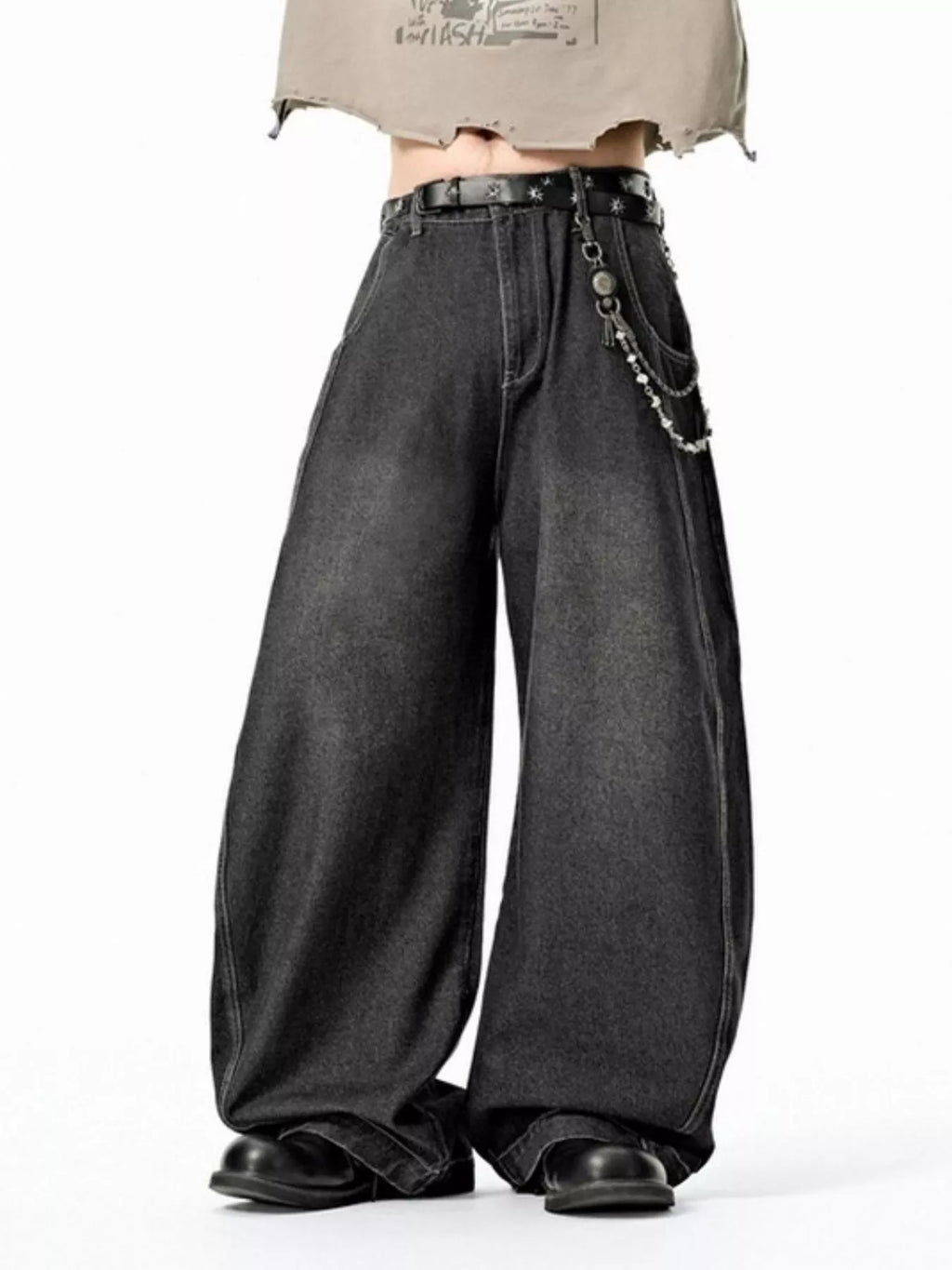 Men's Washed Wide Leg Jeans