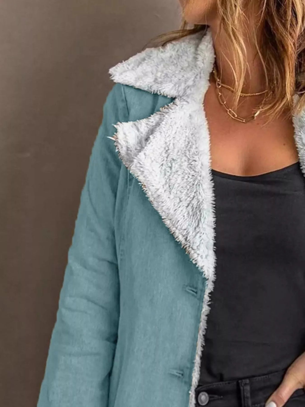 Full Size Sherpa Lined Button Up Outerwear Plus Size