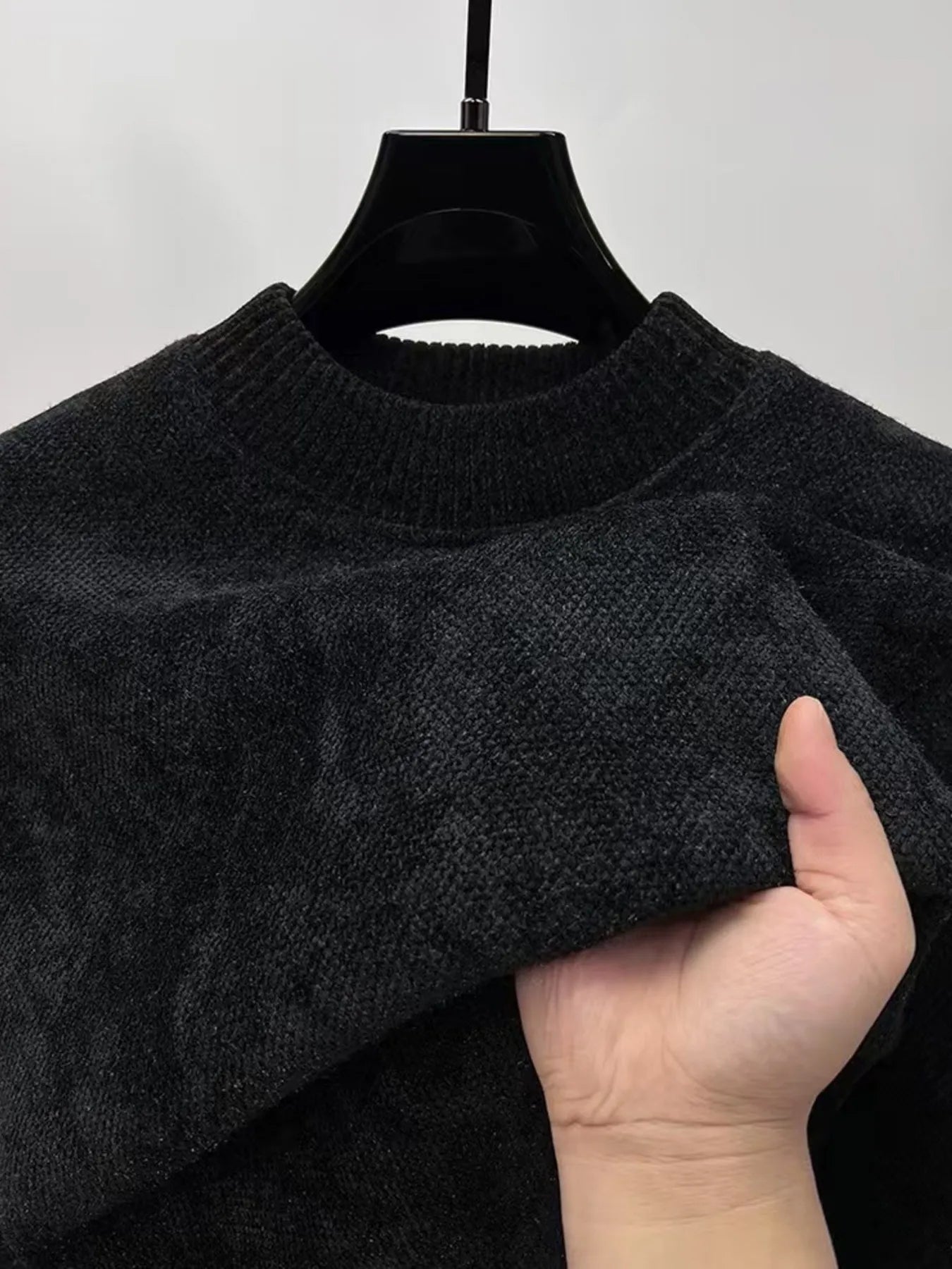 Men's Plus Size Ribbed Hem Long Sleeve Sweater