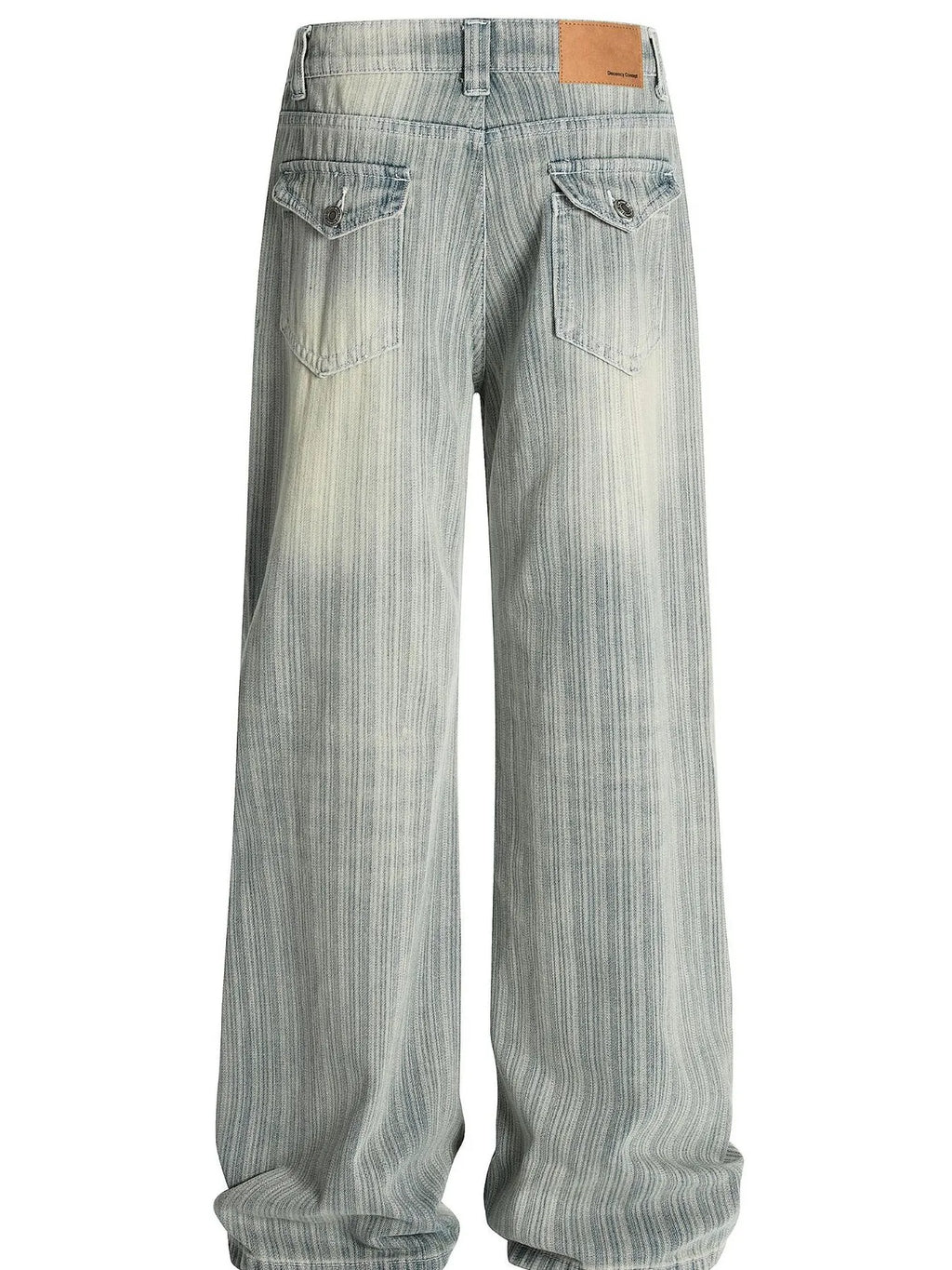 Men's Washed Pinstripe Wide Leg Jeans