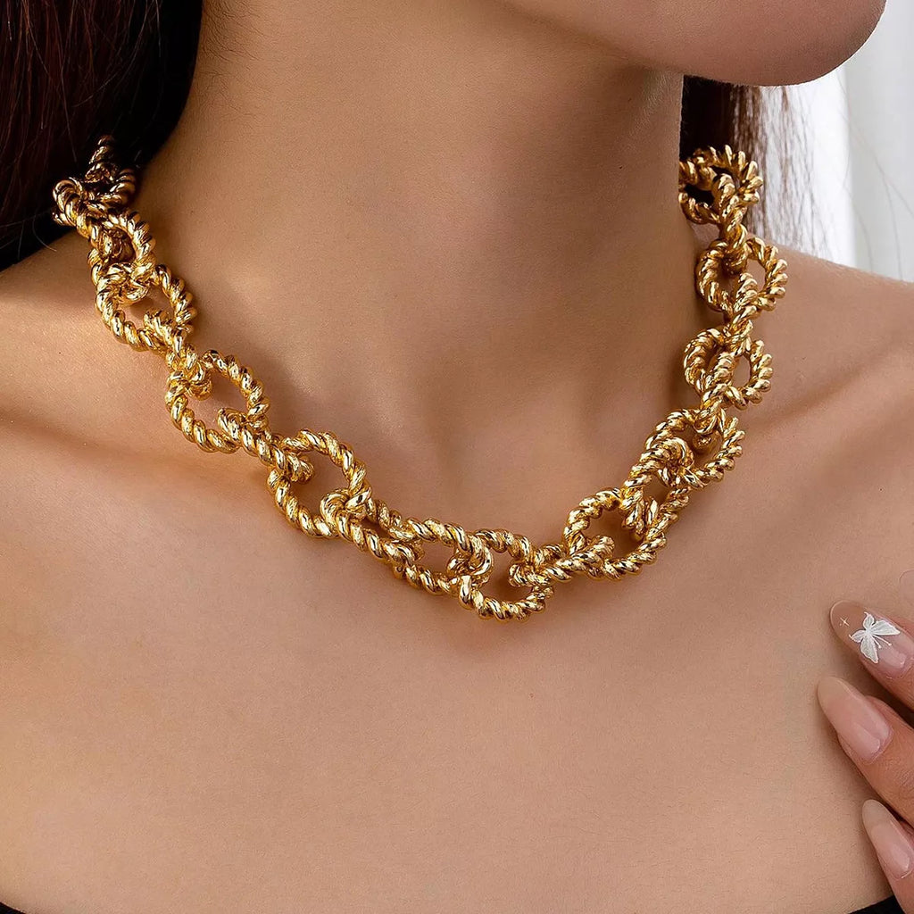 18K Gold-Plated Alloy Twisted Necklace
