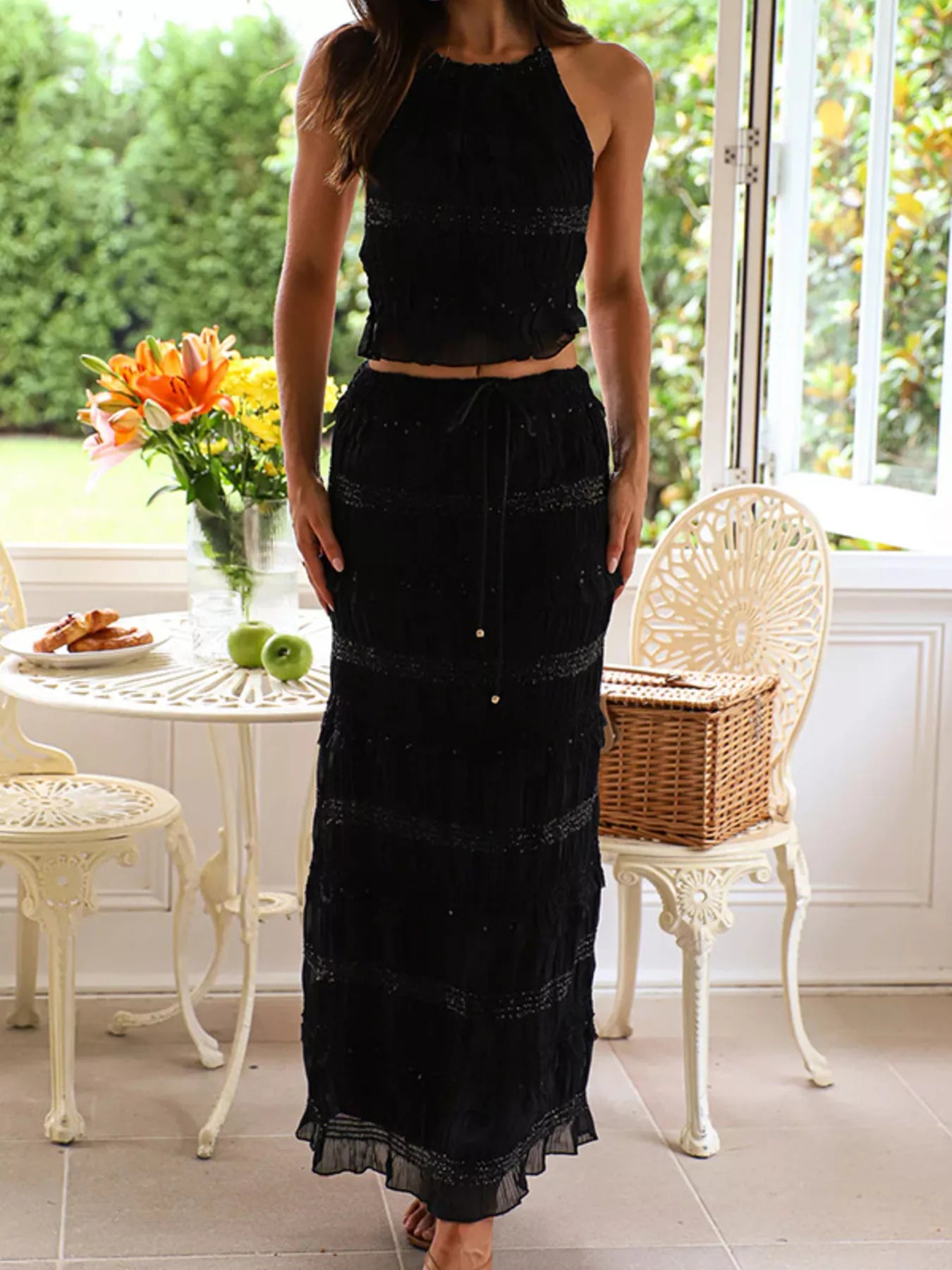 Sleeveless Top and Maxi Skirt Set