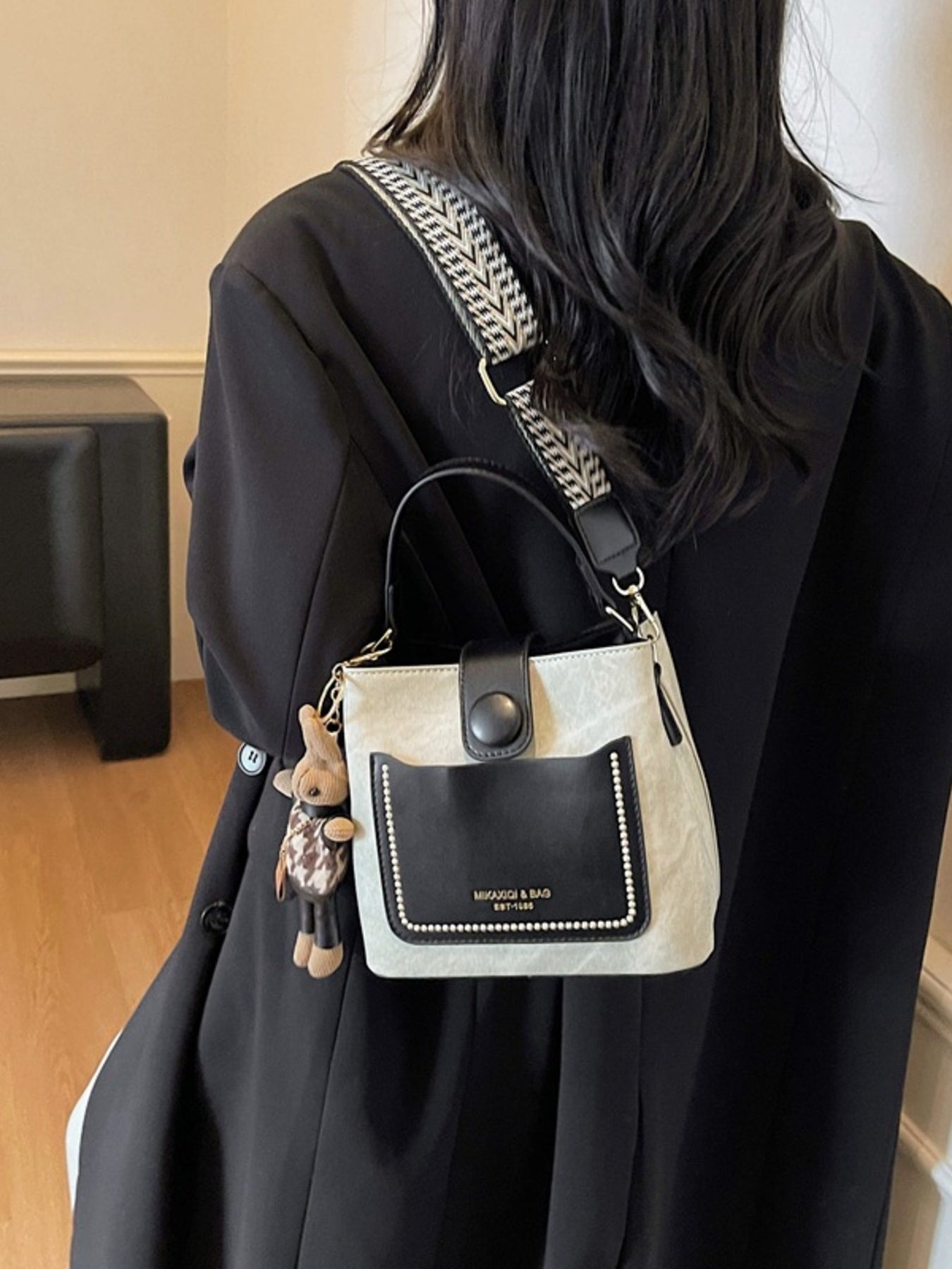 Two-Tone Bucket Crossbody Bag