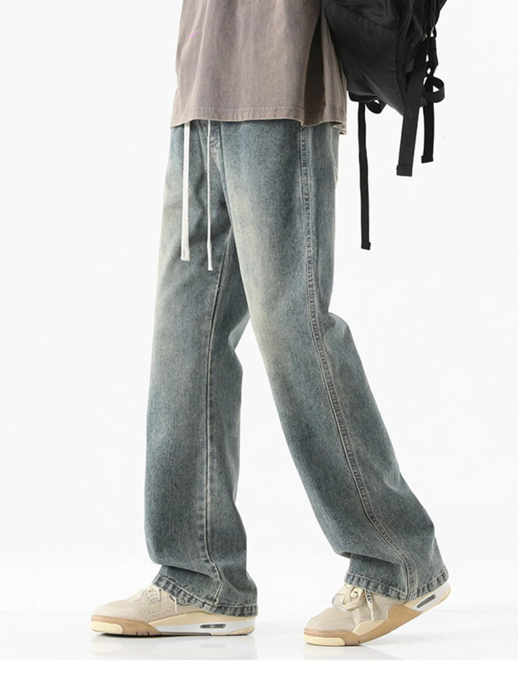 Men's Full Size Vintage Wash Loose Fit Jeans Plus Size