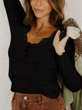 Button Detail Long Sleeve Top
