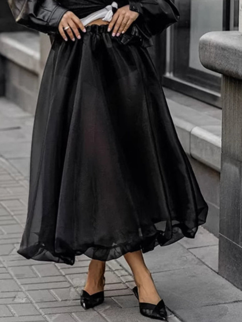 Elastic Waist Flowy Skirt