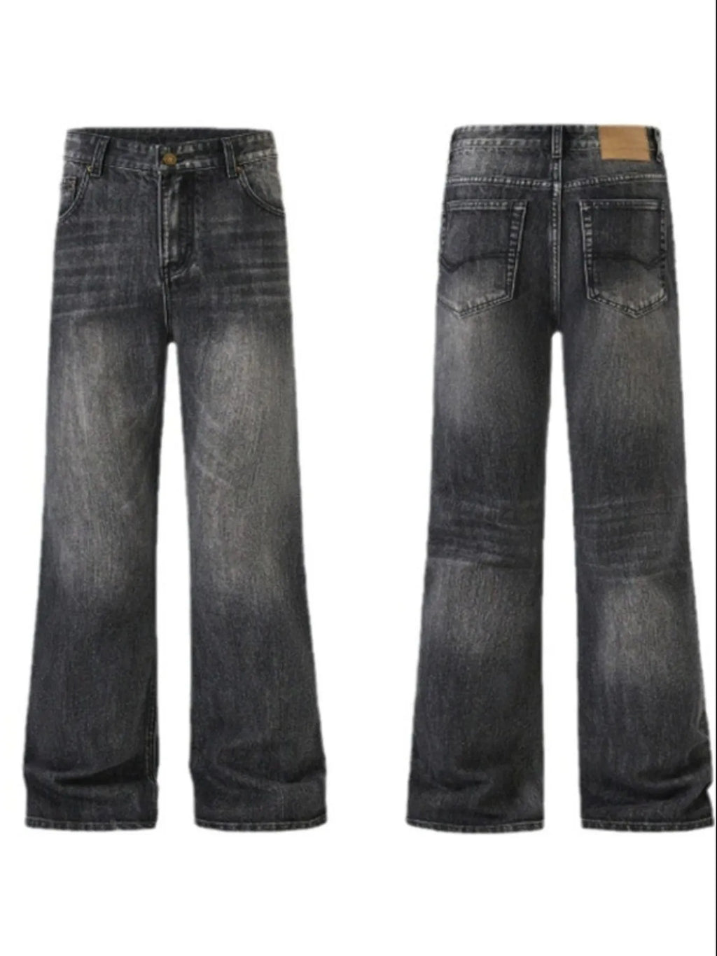 Men's Full Size Washed Straight Leg Jeans Plus Size