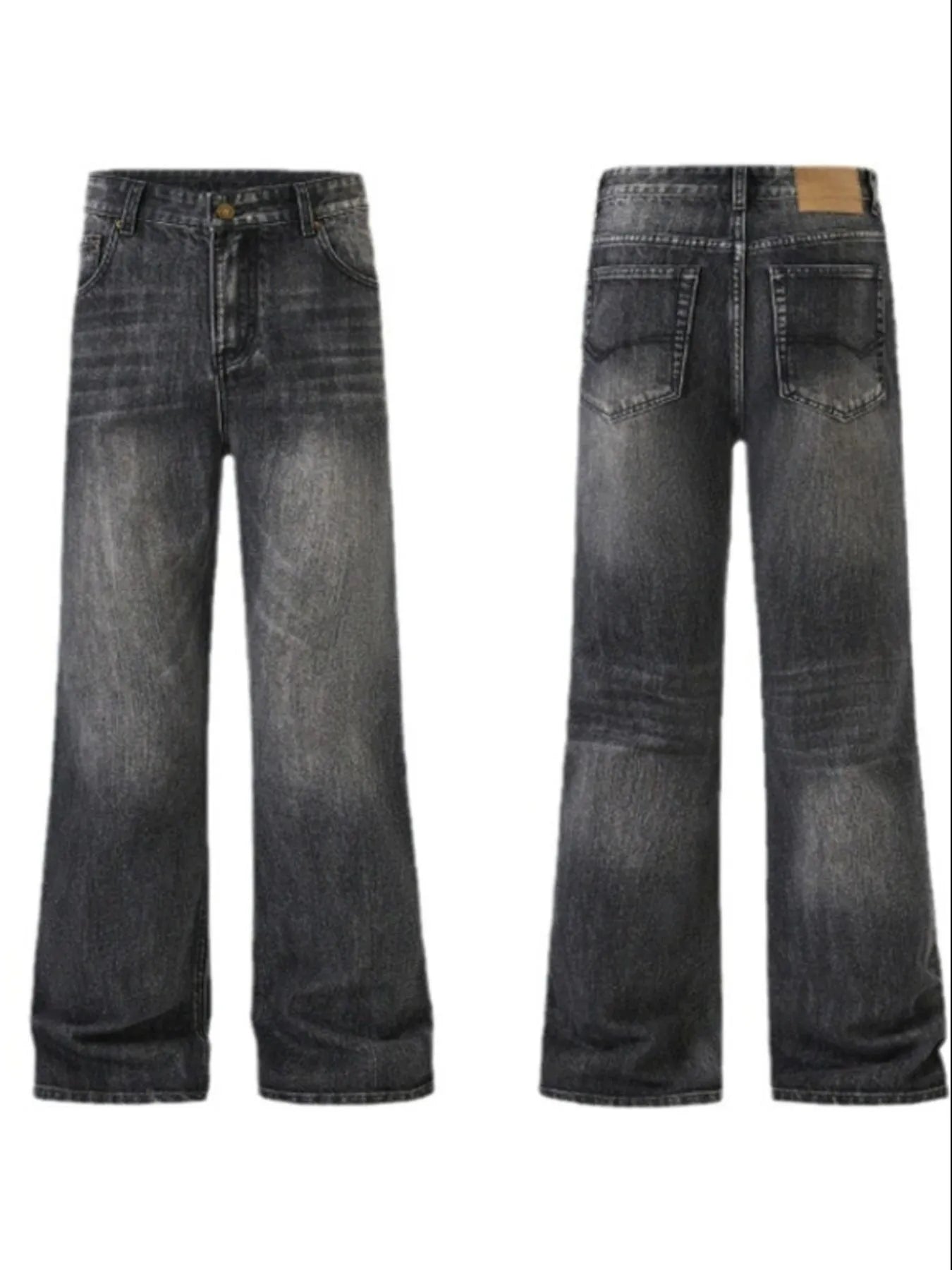 Men's Full Size Washed Straight Leg Jeans Plus Size