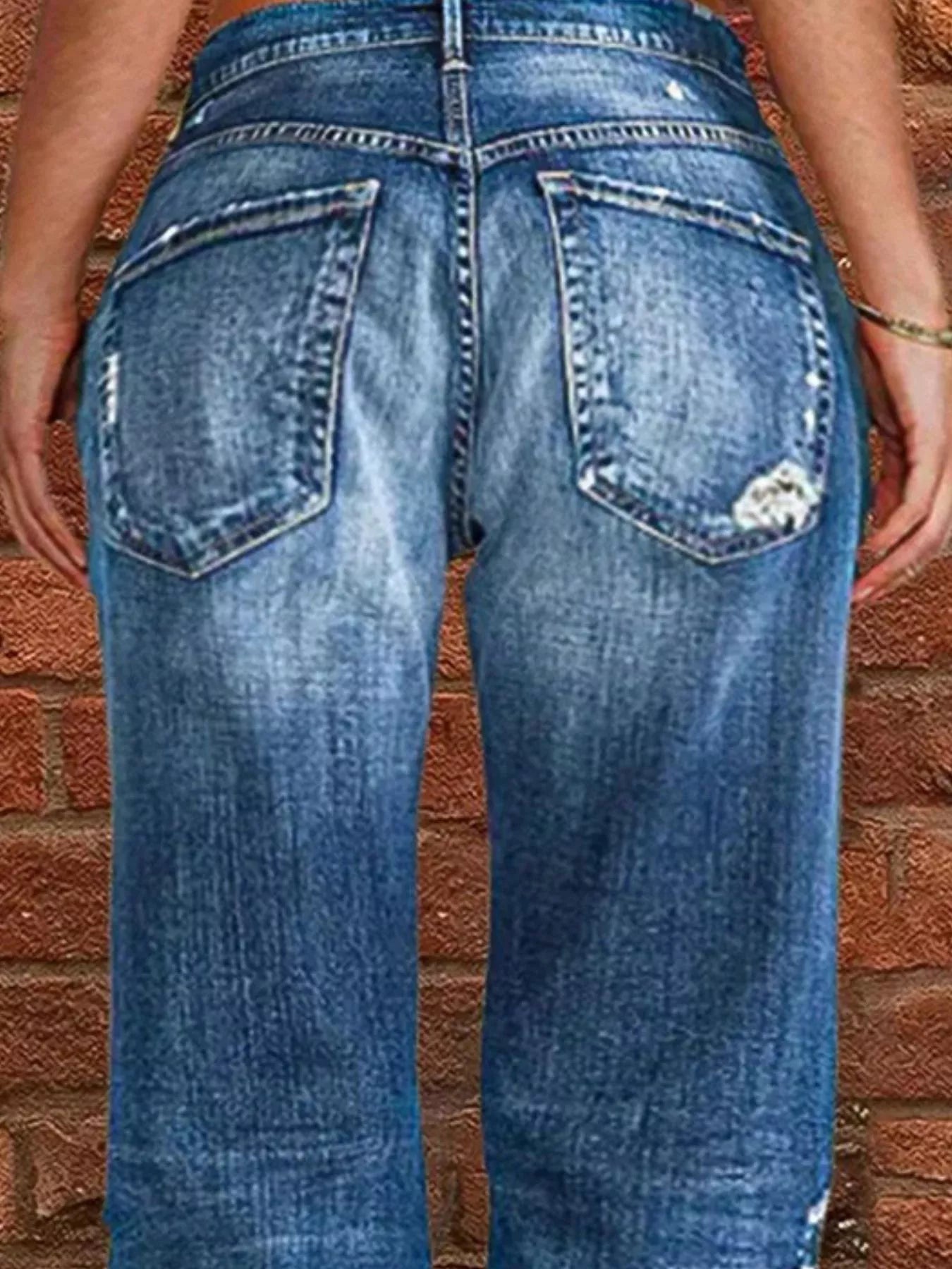 Full Size Distressed Raw Hem Jeans Plus Size