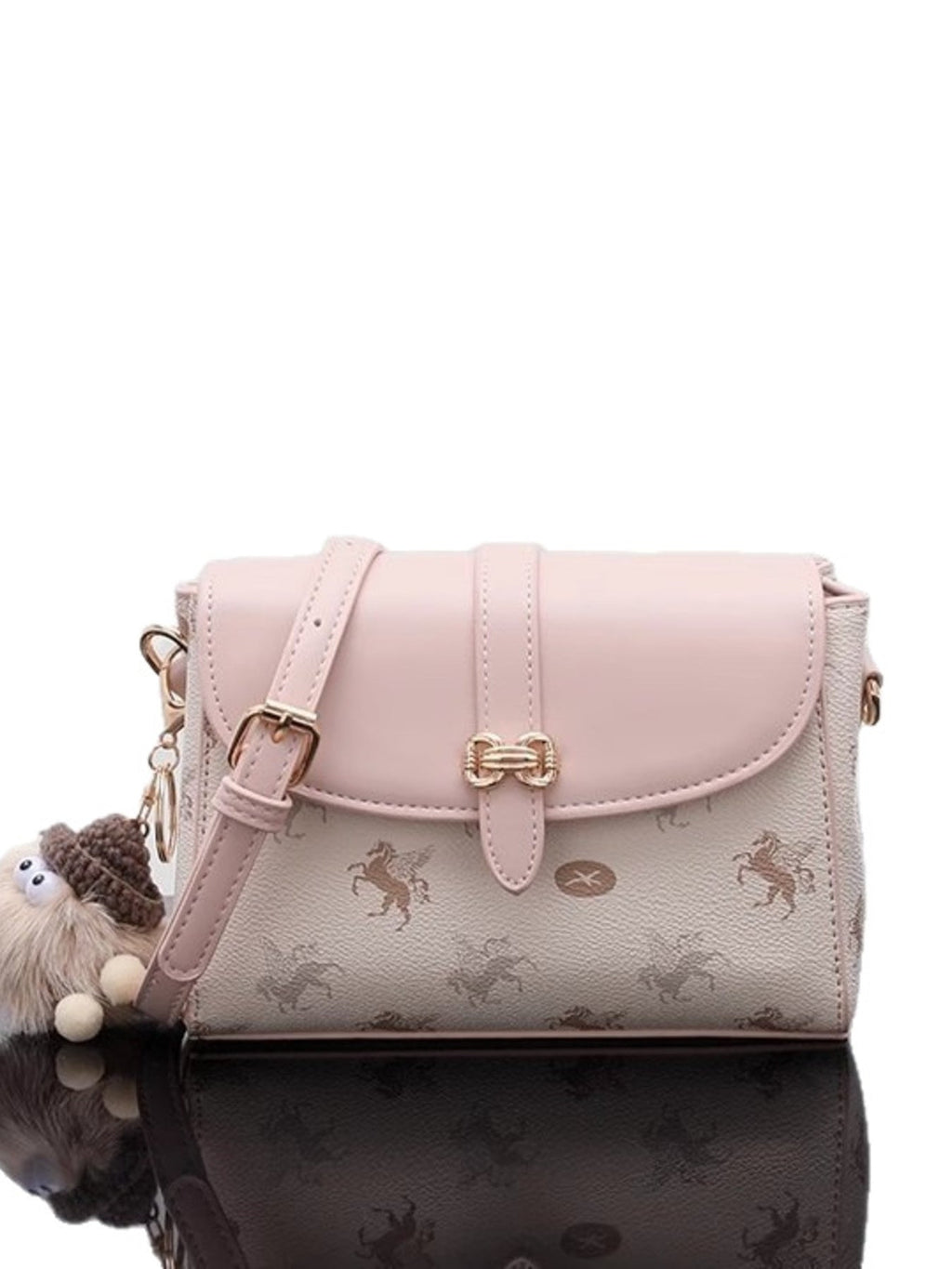 Pegasus Print Flap Crossbody Bag