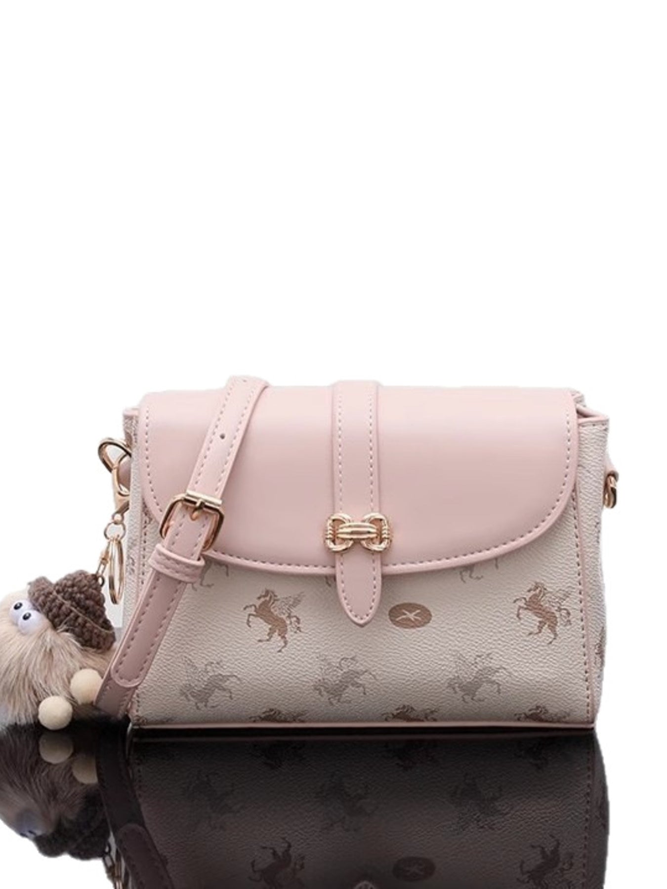 Pegasus Print Flap Crossbody Bag