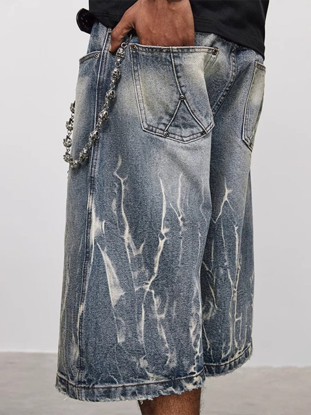Men's Full Size Washed Loose Fit Denim Shorts Plus Size