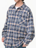 Men's Plus Size Plaid Button Up Long Sleeve Shirt