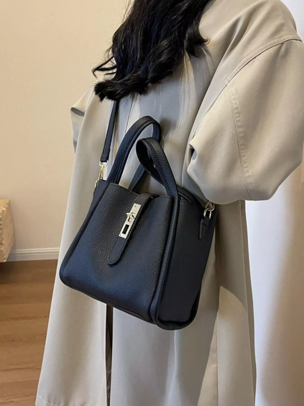 Leather Bucket Crossbody Bag
