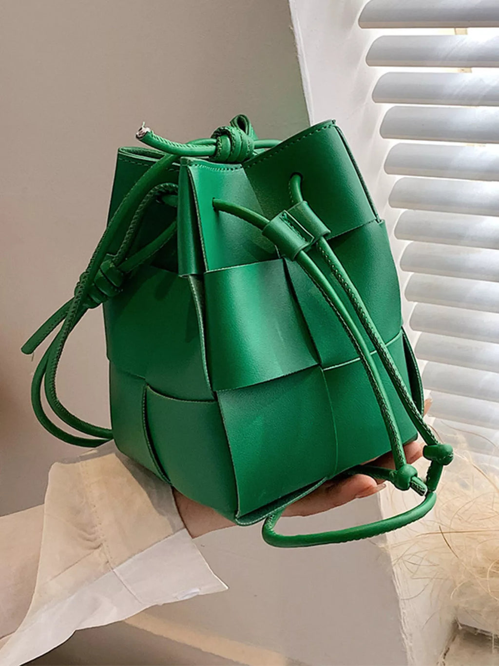 Woven Bucket Crossbody Bag