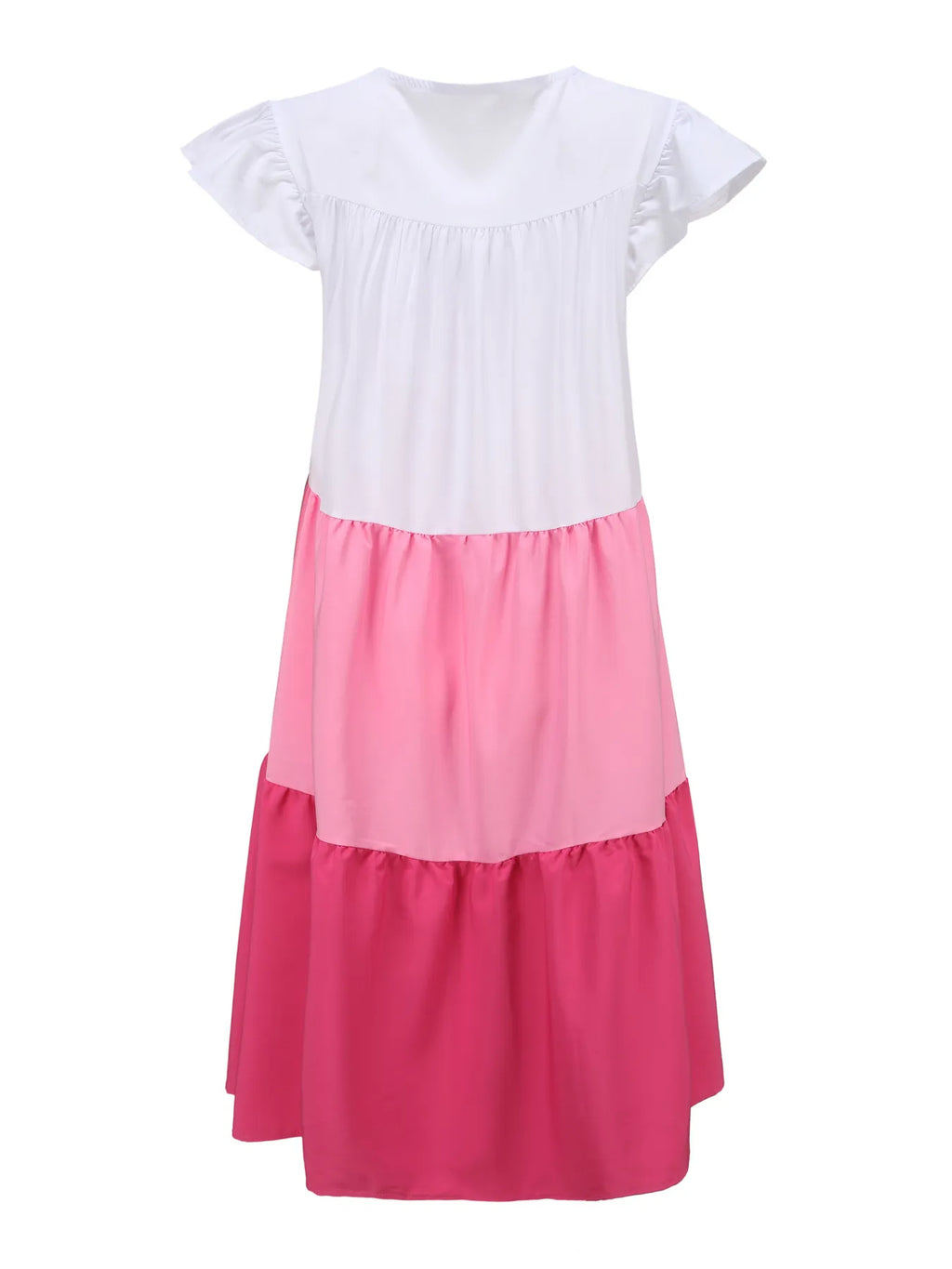 Full Size Color Block Tiered Ruffle Summer Dress Plus Size