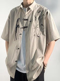 Men's Plus Size Casual Bamboo Print Half Sleeve Shirt