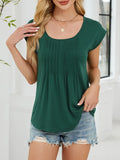 Pleated Front Scoop Neck T-Shirt