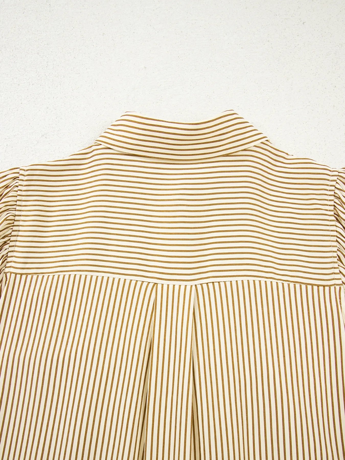 Stripe Collared Neck Cuffed Long Sleeve Drop Waist Mini Dress