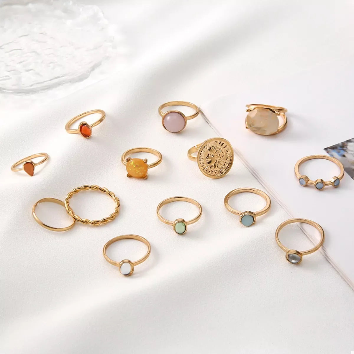 13 Piece 18K Gold-Plated Minimalist Ring Set