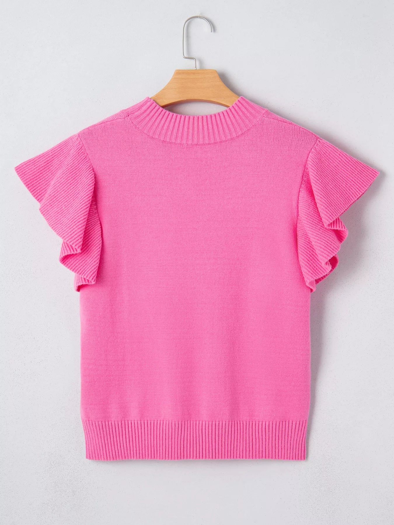Ruffle Sleeve Round Neck Sweater