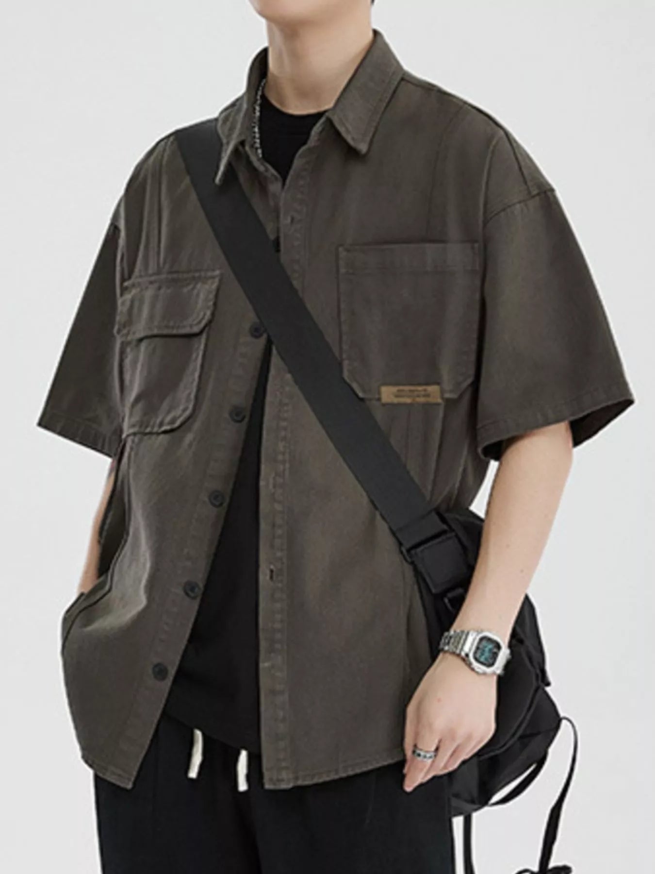 Men's Full Size Button Up Half Sleeve Shirt Plus Size