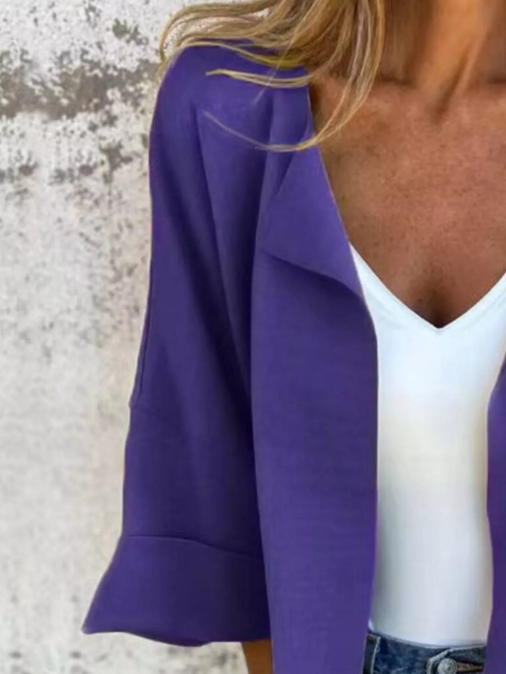 Full Size Open Front 3/4 Sleeve Casual Cardigan Plus Size