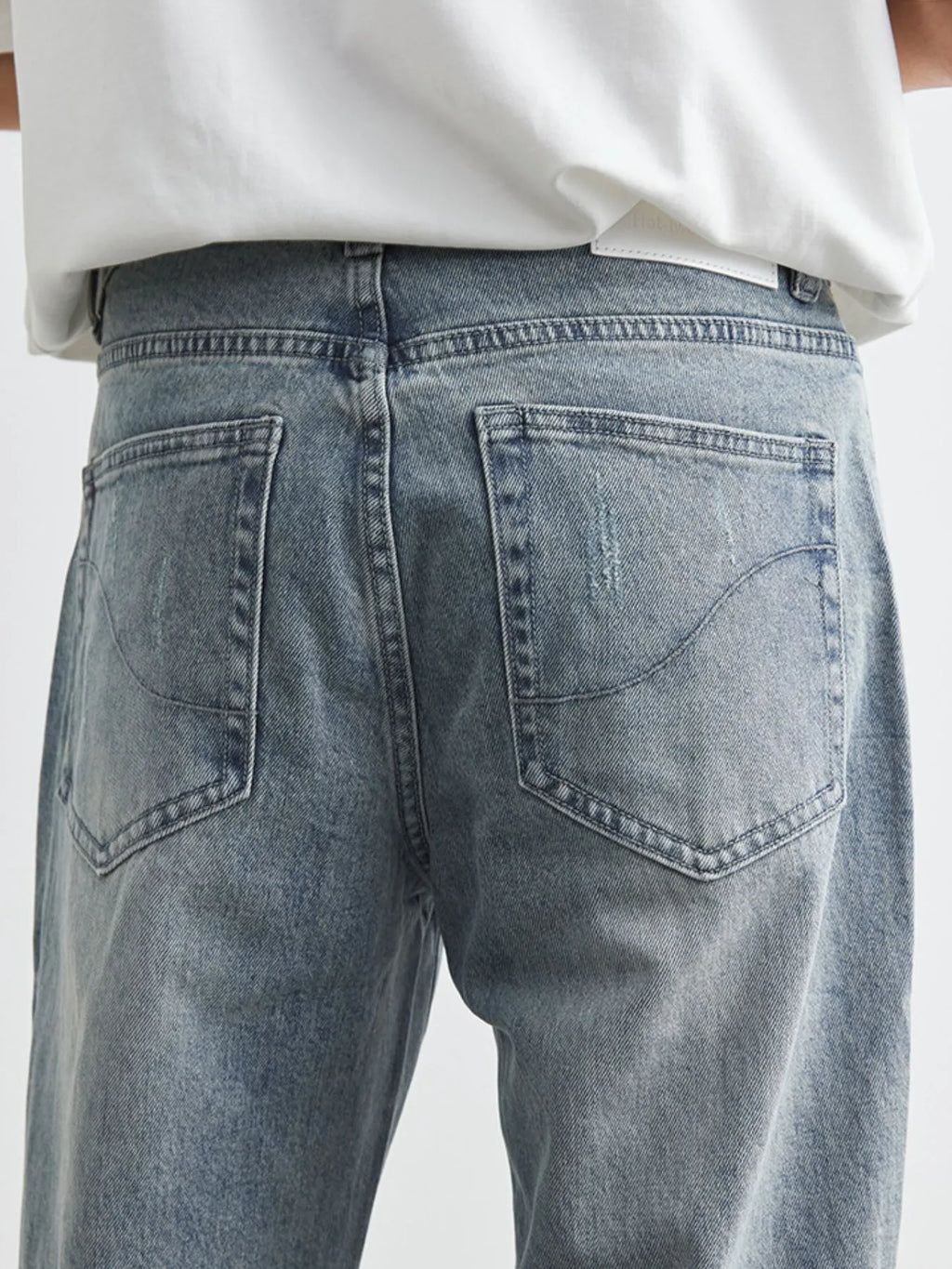 Men's Washed Wide Leg Distressed Jeans