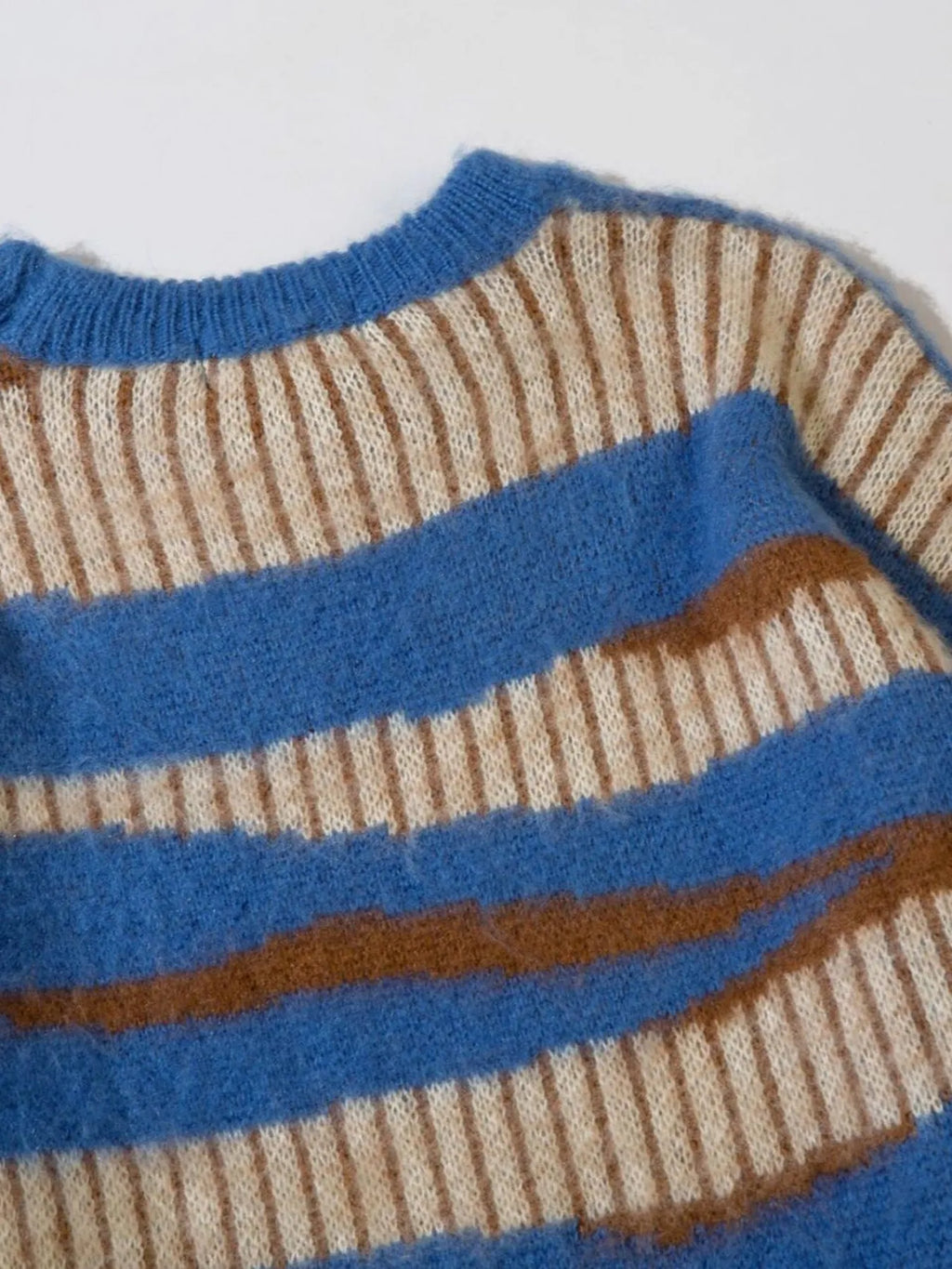 Men's Oversized Contrast Striped Round Neck Sweater