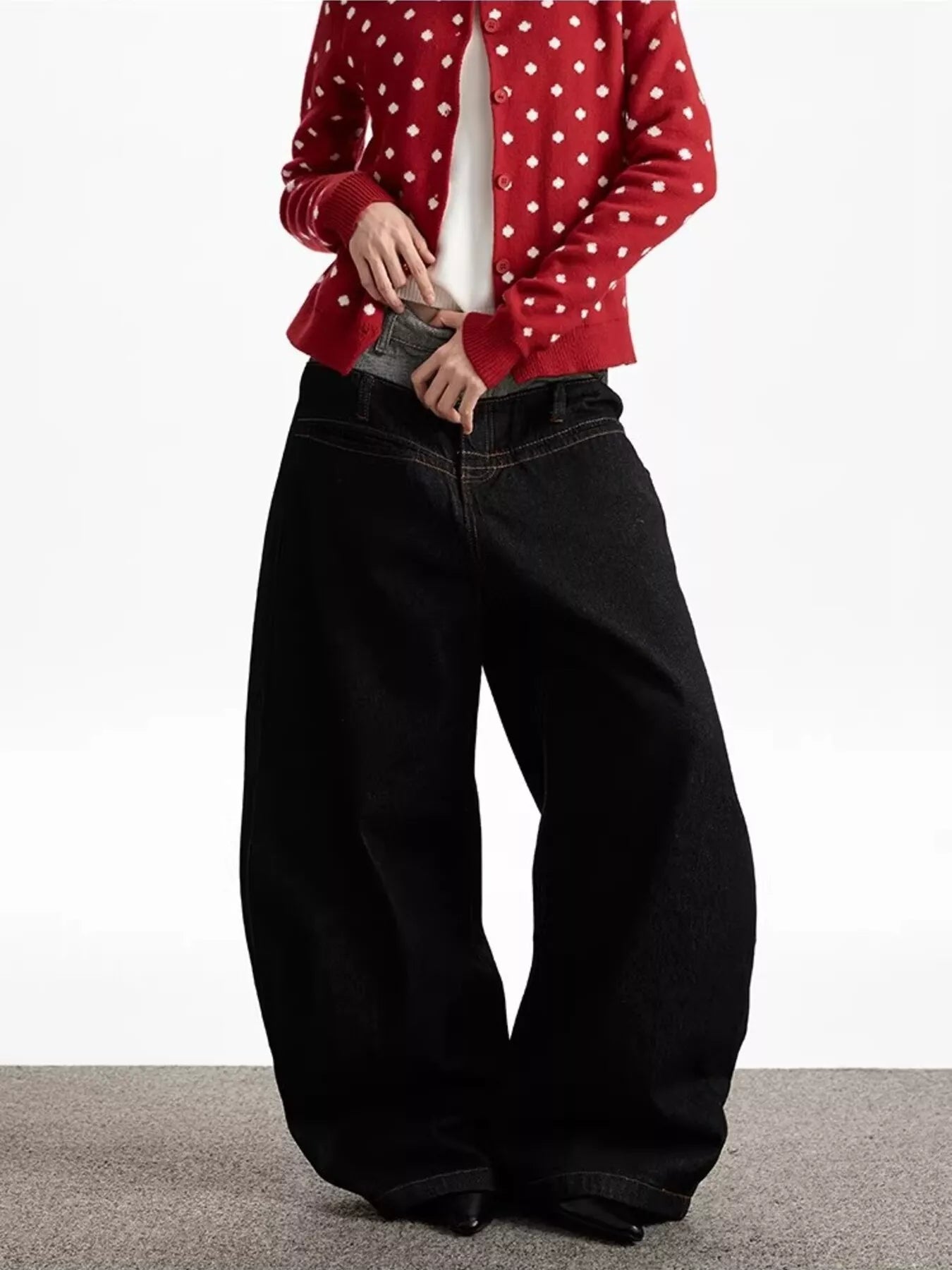 Men's Double Waist Wide Leg Jeans