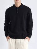 Men's Plus Size Button Detail Long Sleeve Knit Top