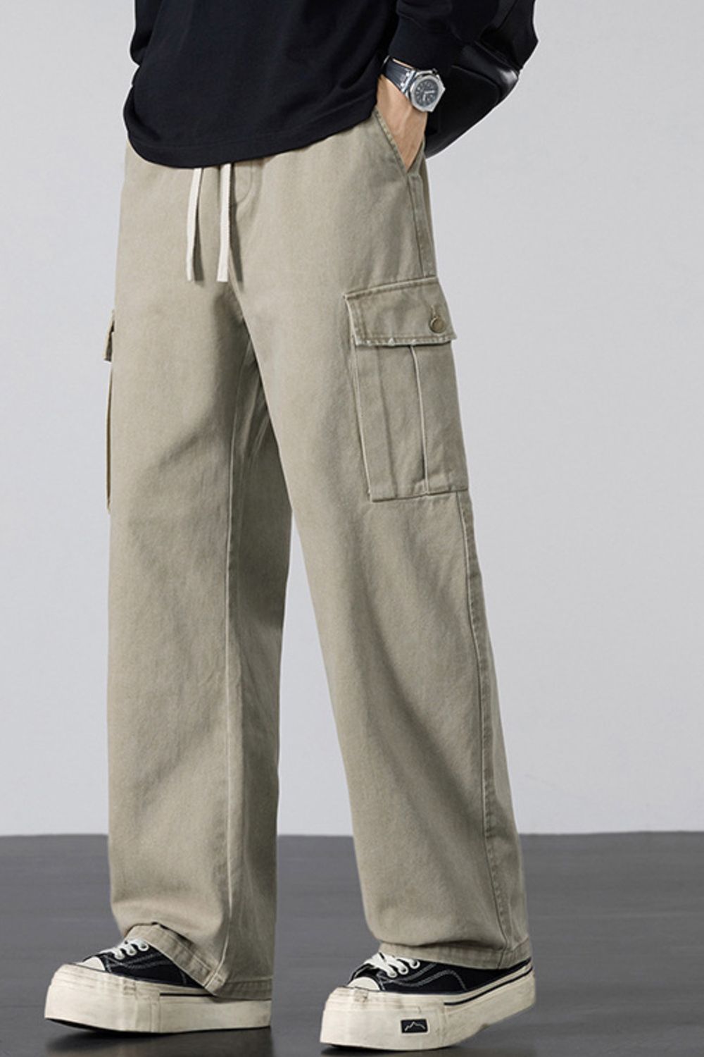 Men's Plus Size Drawstring Loose Fit Cargo Pants