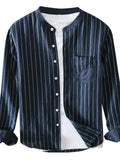Men's Plus Size Striped Long Sleeve Casual Shirt