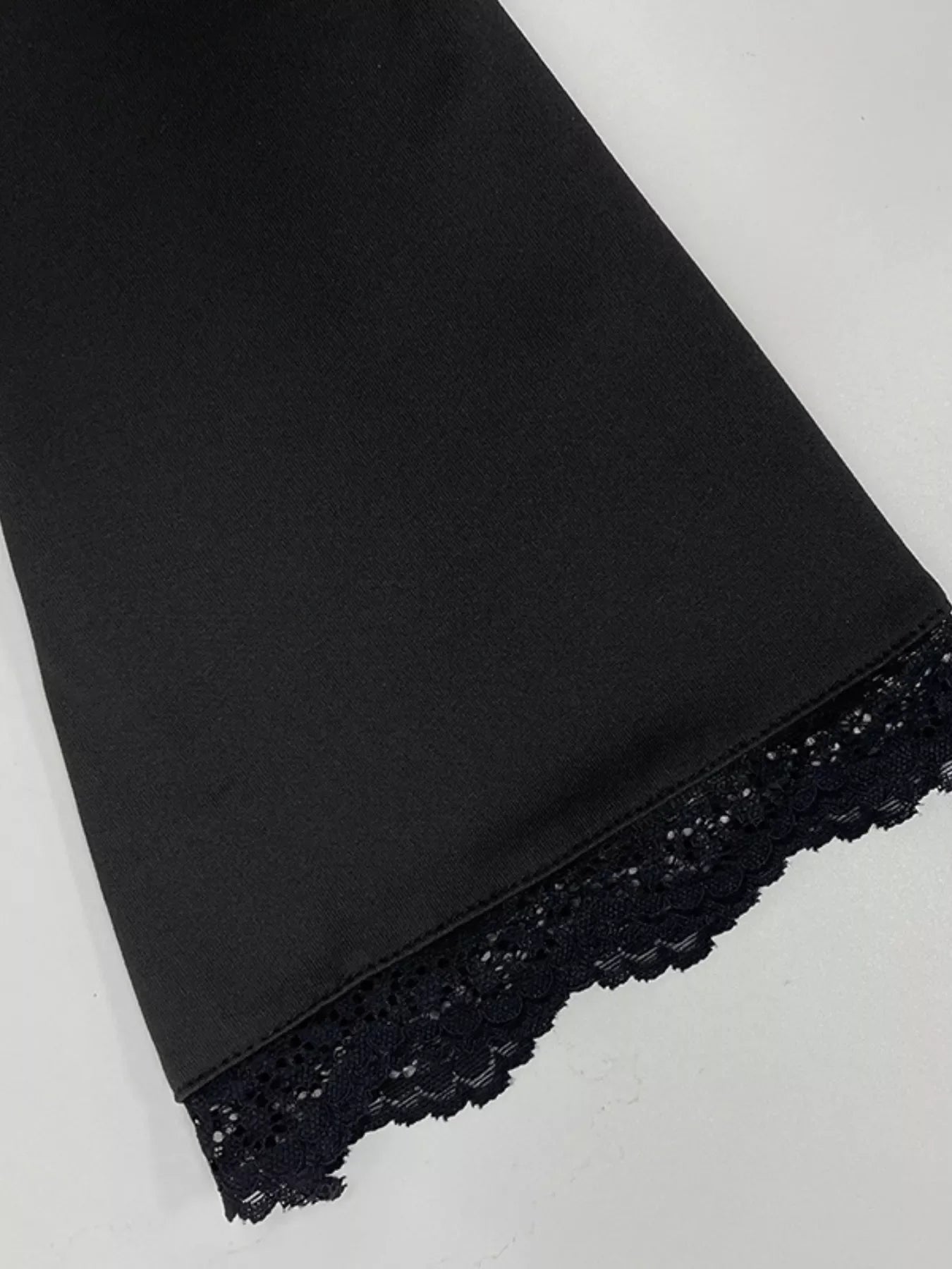 Lace Trim Bell Sleeve Tie Blouse