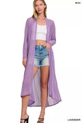 Zenana Mesh Open Front Cardigan
