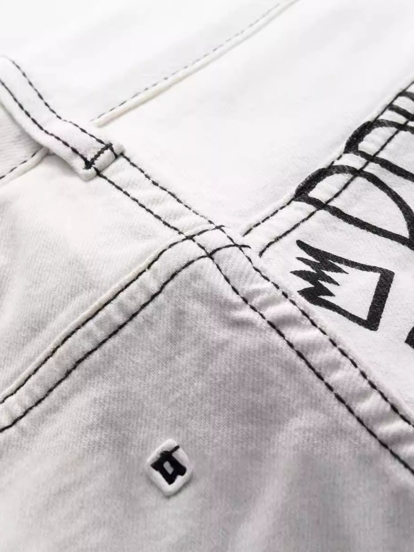 Men's Graffiti Print Slim Fit Jeans