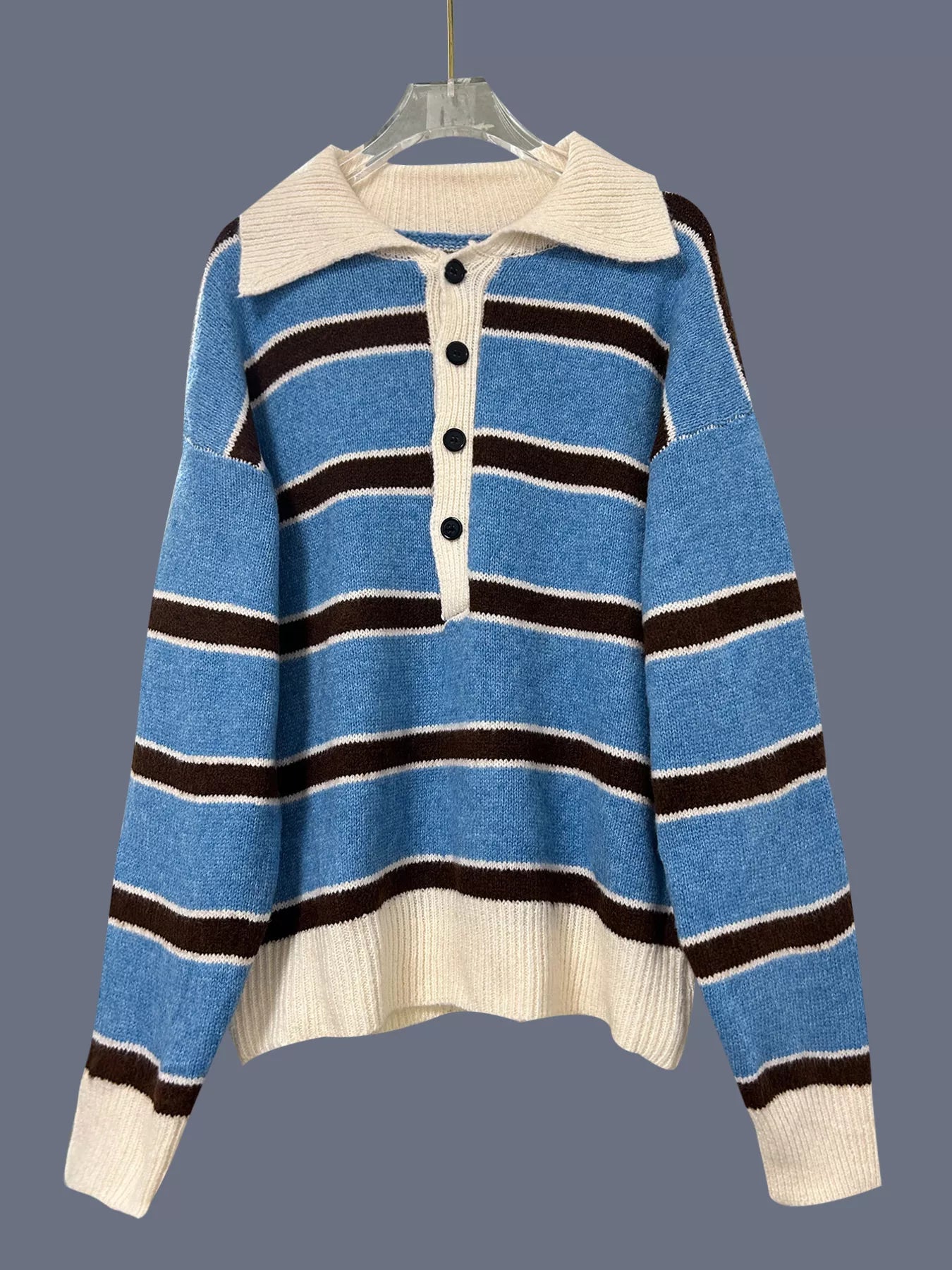 Striped Button Detail Sweater