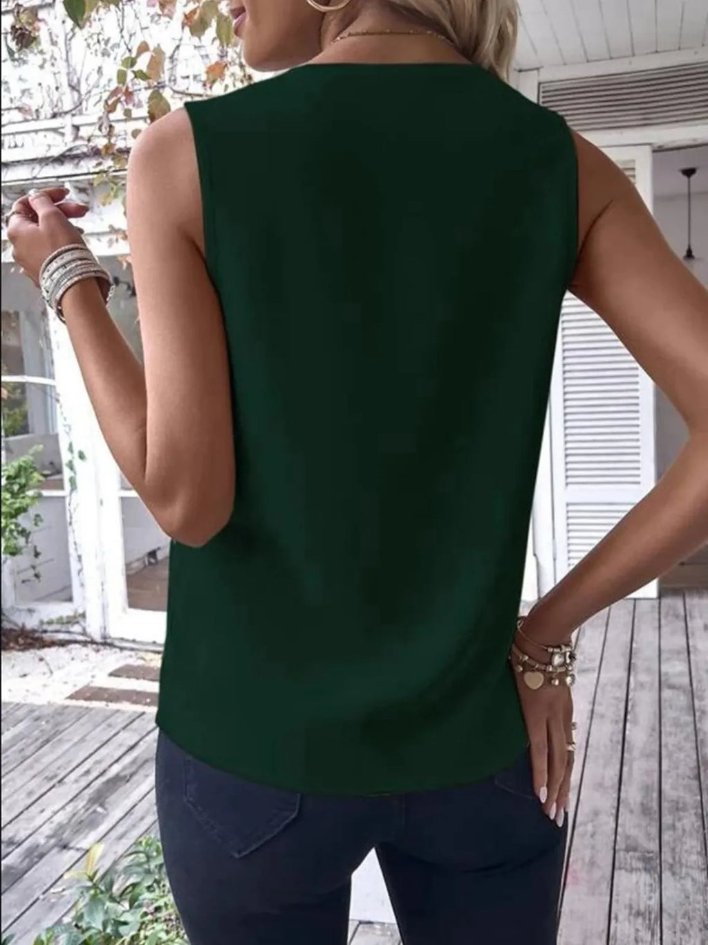 Full Size  V-Neck Contrast Tank Plus Size