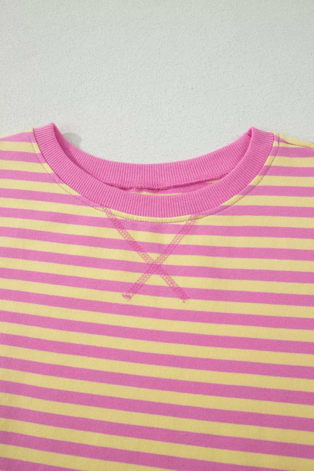 Striped Round Neck Tee and Shorts Casual Set