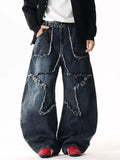 Men's Full Size Star Patchwork Wide Leg Jeans Plus Size