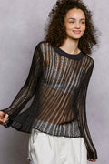 POL Openwork Round Neck Knit Cover Up